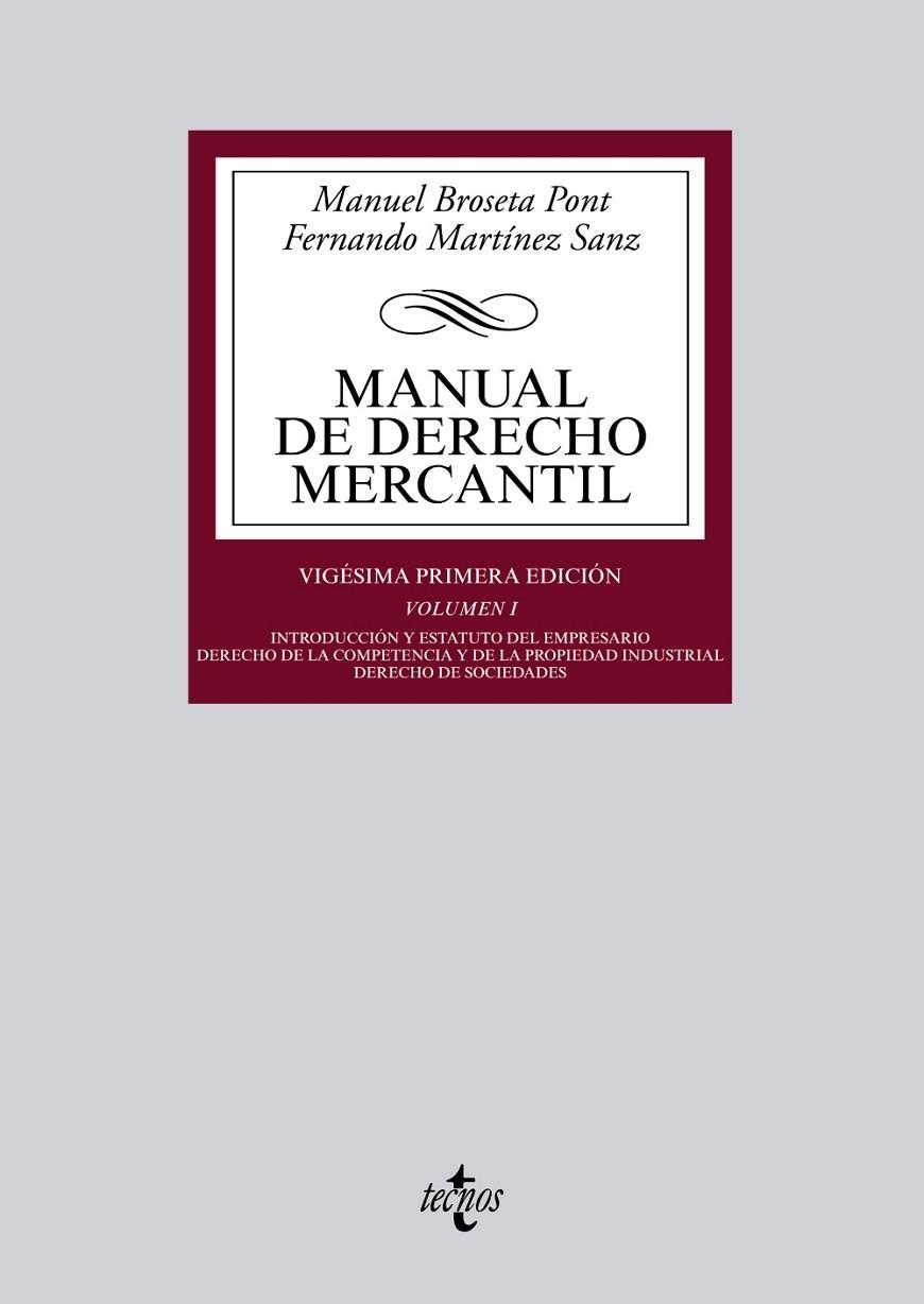 MANUAL DE DERECHO MERCANTIL | 9788430963256 | BROSETA PONT, MANUEL/MARTÍNEZ SANZ, FERNANDO