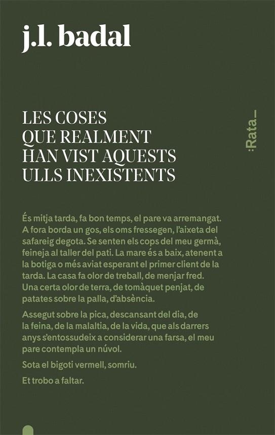 LES COSES QUE REALMENT HAN VIST AQUESTS ULLS INEXISTENTS | 9788416738144 | BADAL, JOSEP LLUÍS