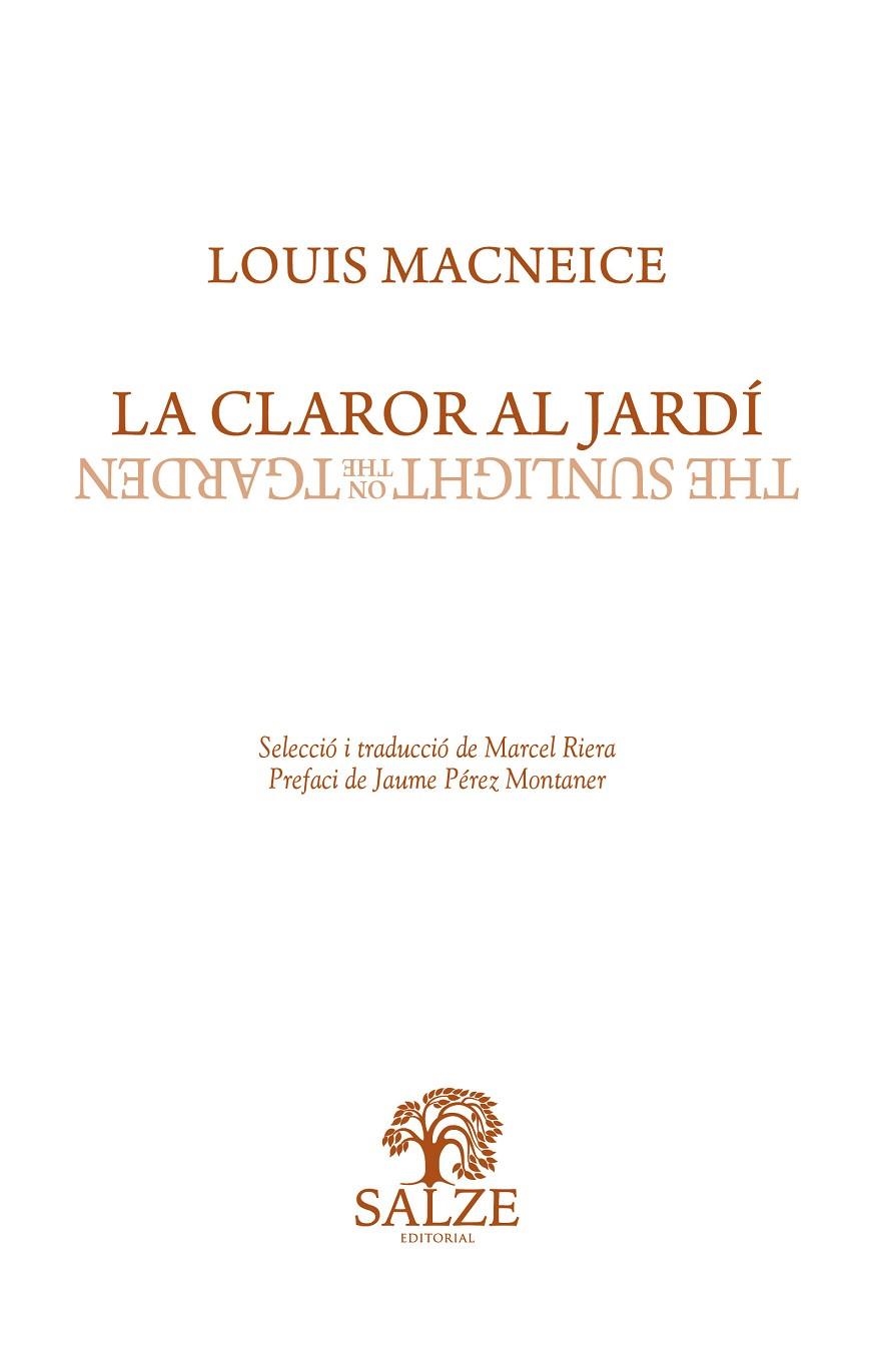 LA CLAROR AL JARDÍ | 9788409481880 | MACNEICE, LOUIS